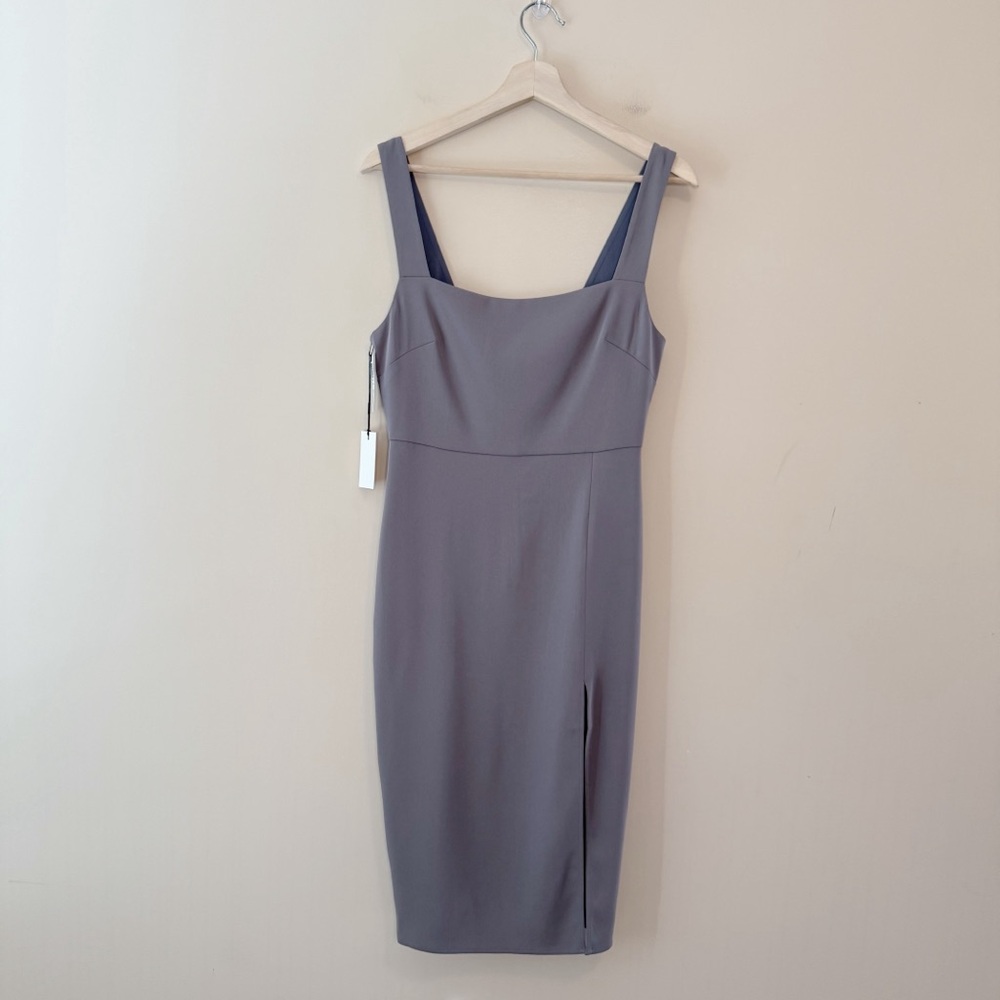 Aritzia Babaton '90s Slit Midi Dress Pewter Grey Square Neck NWT Size 4